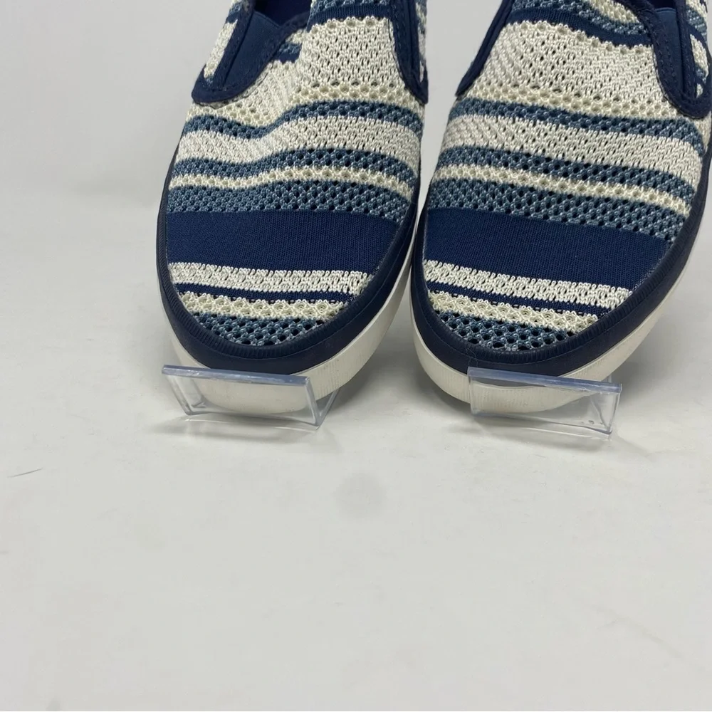 Sperry Top Siders Seaside Blue & White Stripe Mesh Slip Ons Sz 8